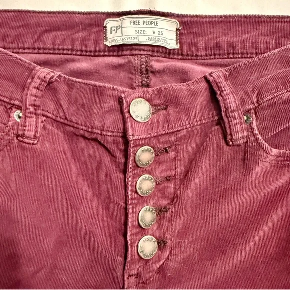 Free People Reagan High-Rise Corduroy Skinny Pants | Burgundy - Picture 7 of 8